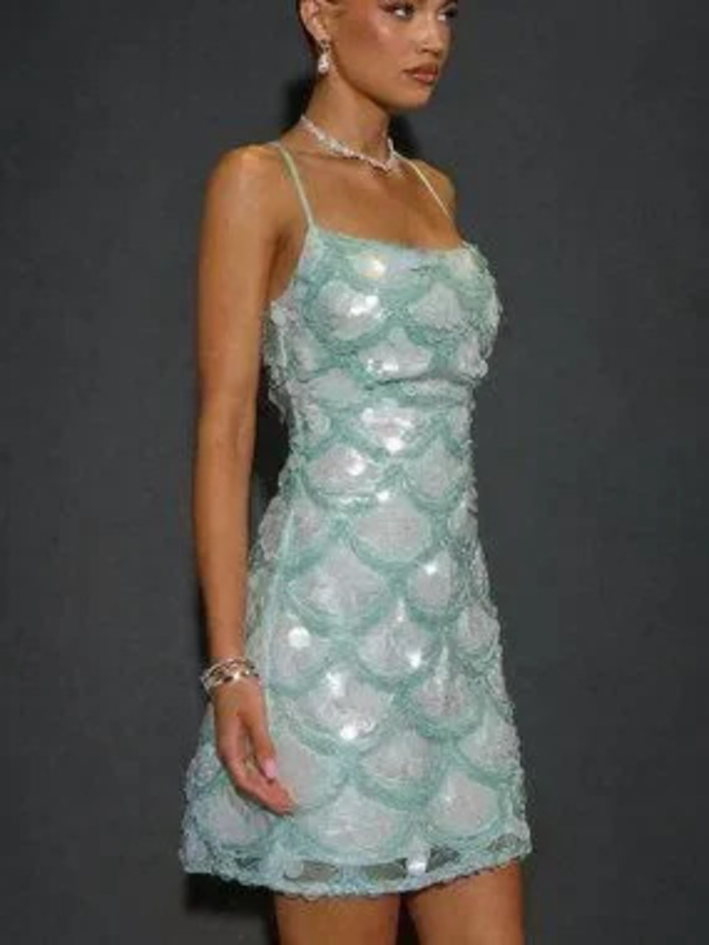 Mint Green Sexy Women's Sequin Mini Dress